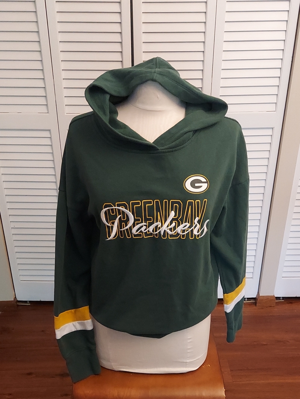 NFL Green Bay Packers Dark Green Pullover Hoodie with Yellow & White Accents